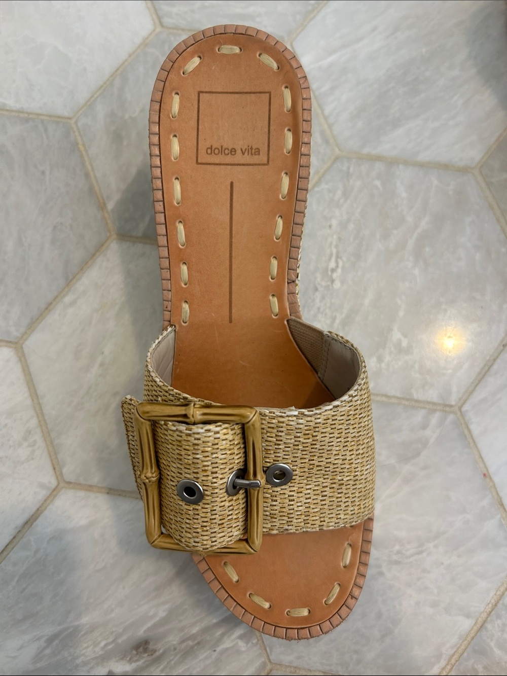 Dolce Vita Tan Woven Buckle Platform Mules - Picture 3 of 4